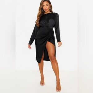 ✨4/$30 Pretty Little Thing Black Wrap Dress NWT Size 4